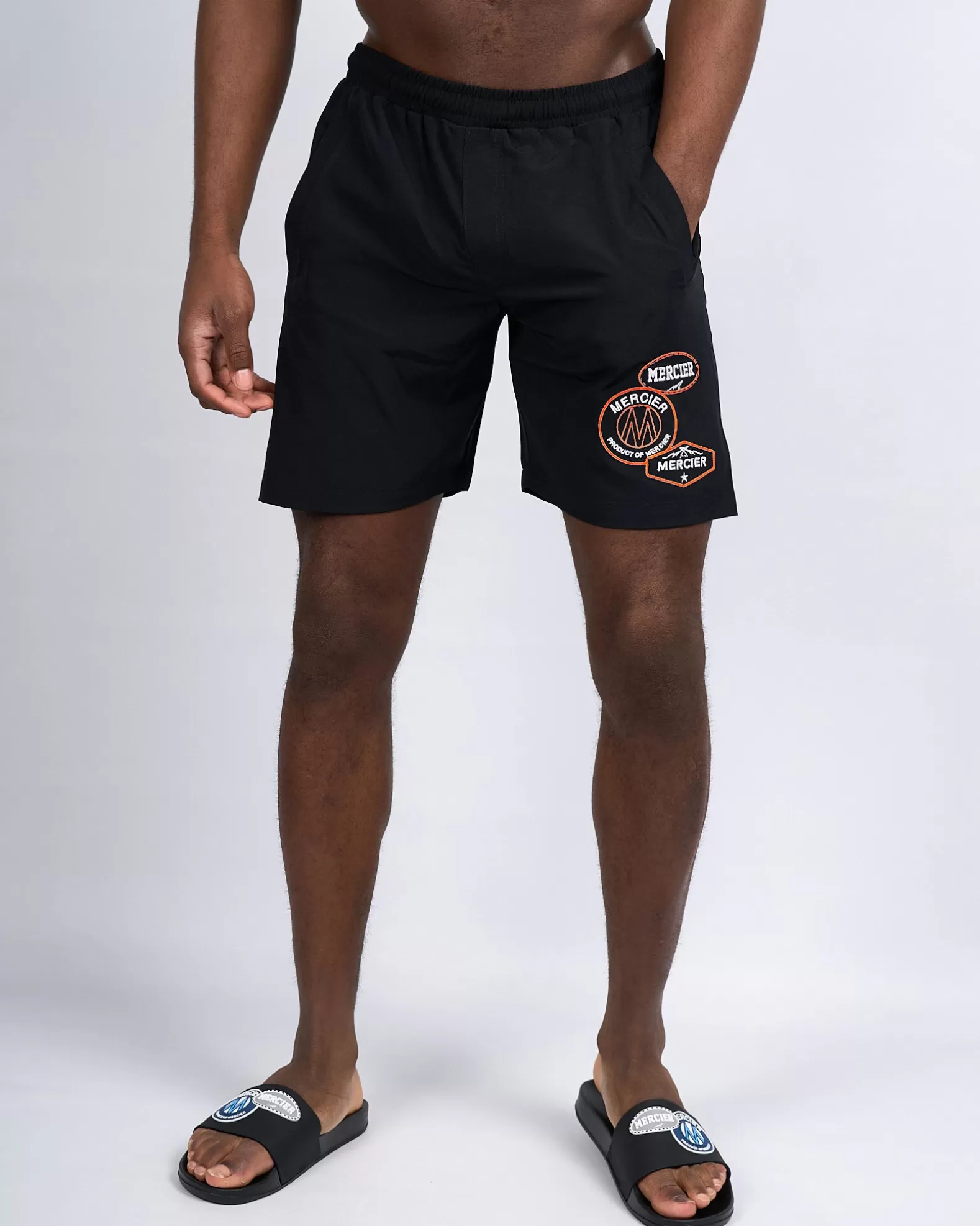 Outlet Mercier Black Orange Badge Swim Shorts