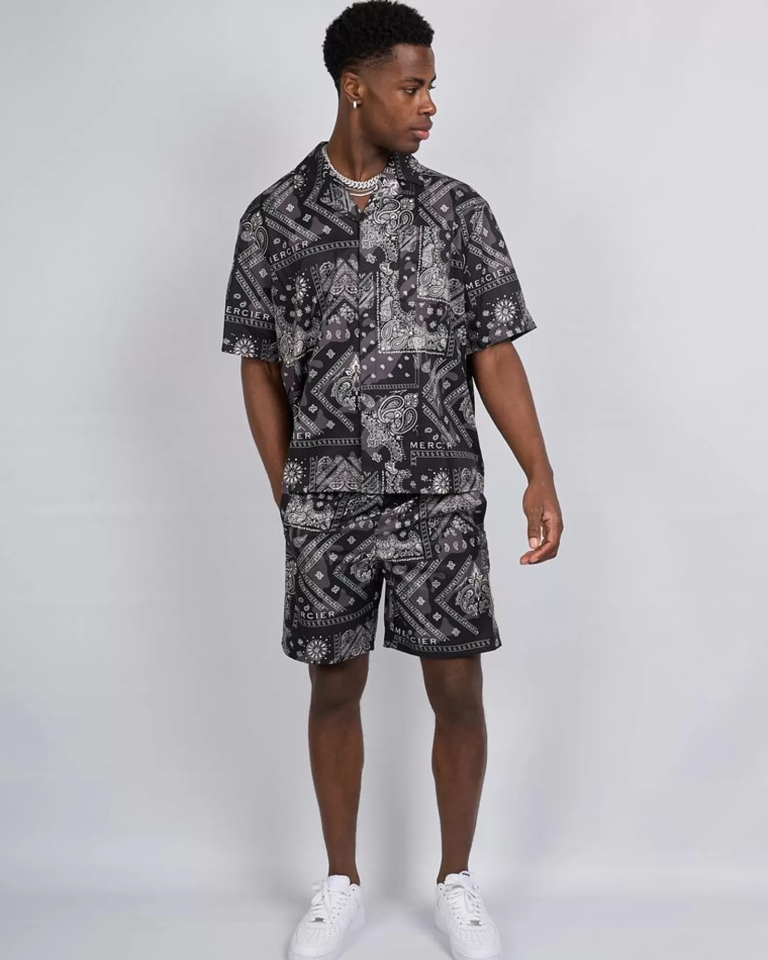 Shop Mercier Black Paisley Resort Shorts