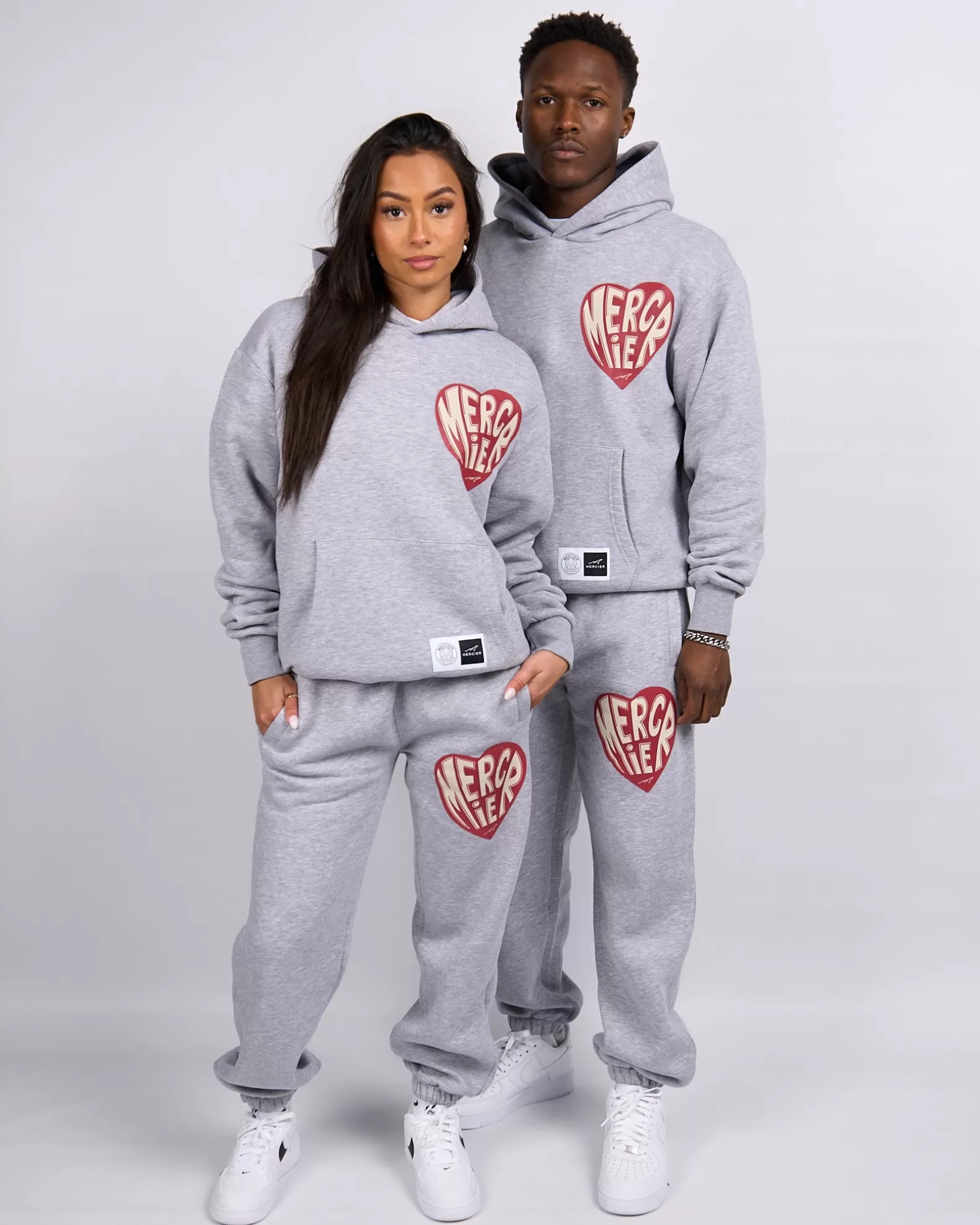 Fashion Mercier Grey Marl Heart Joggers