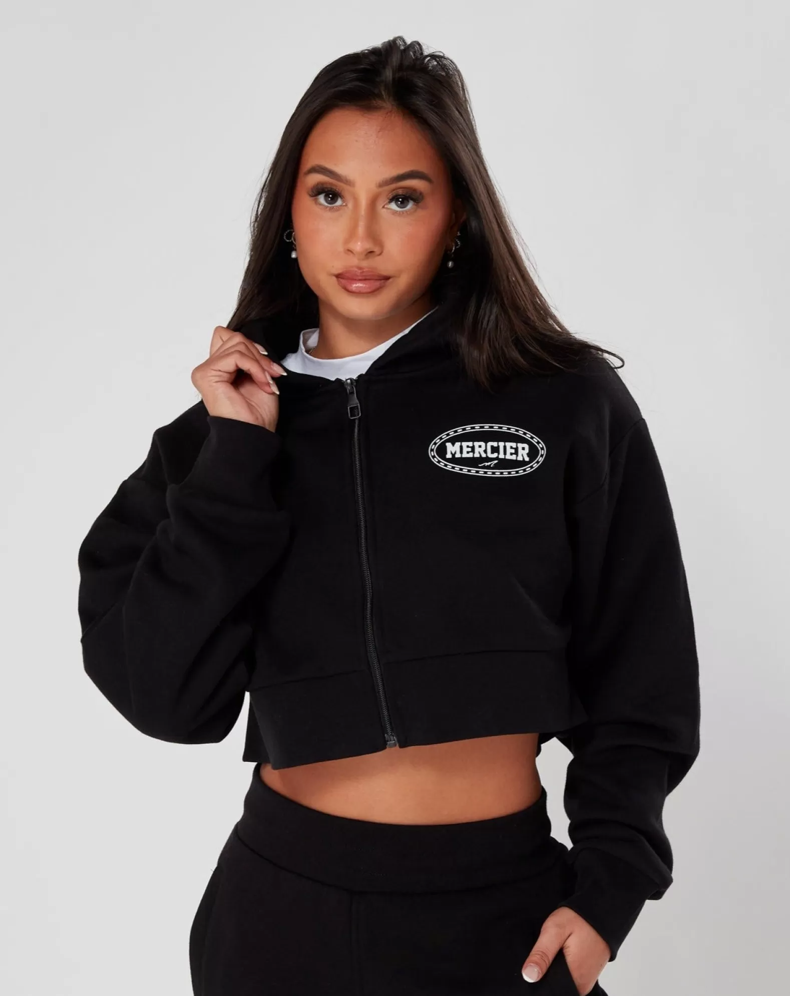 Best Sale Mercier Womens Black Maison Zip Hoodie