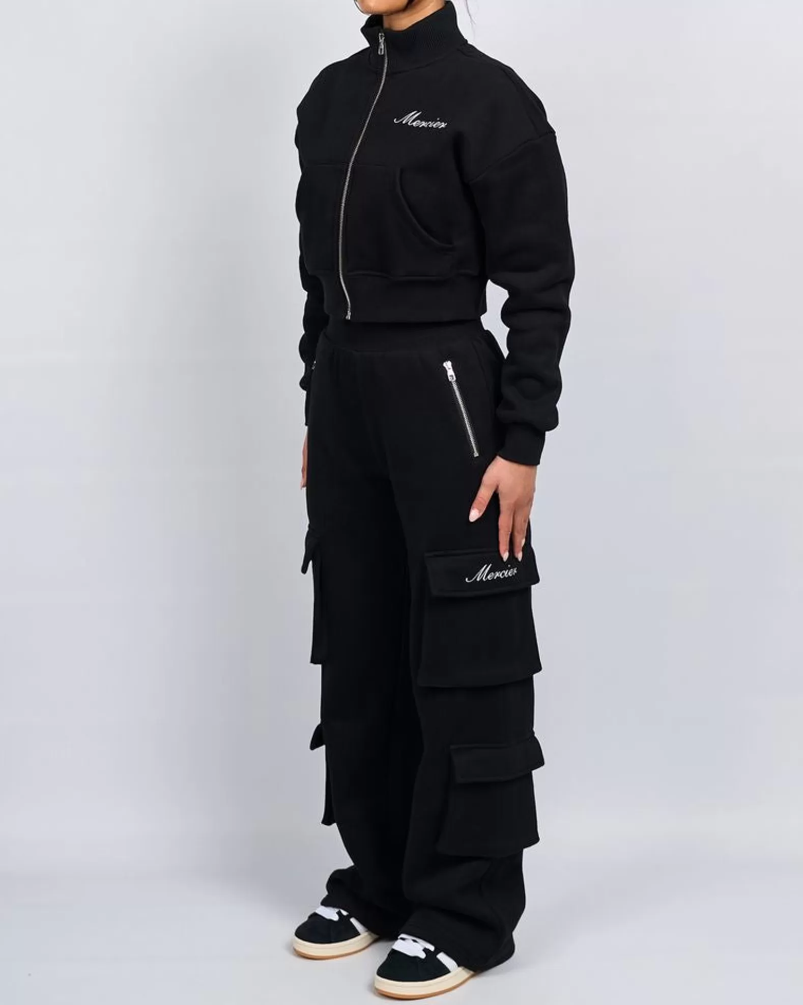 Outlet Mercier Womens Black Signature Jersey Cargo Pants