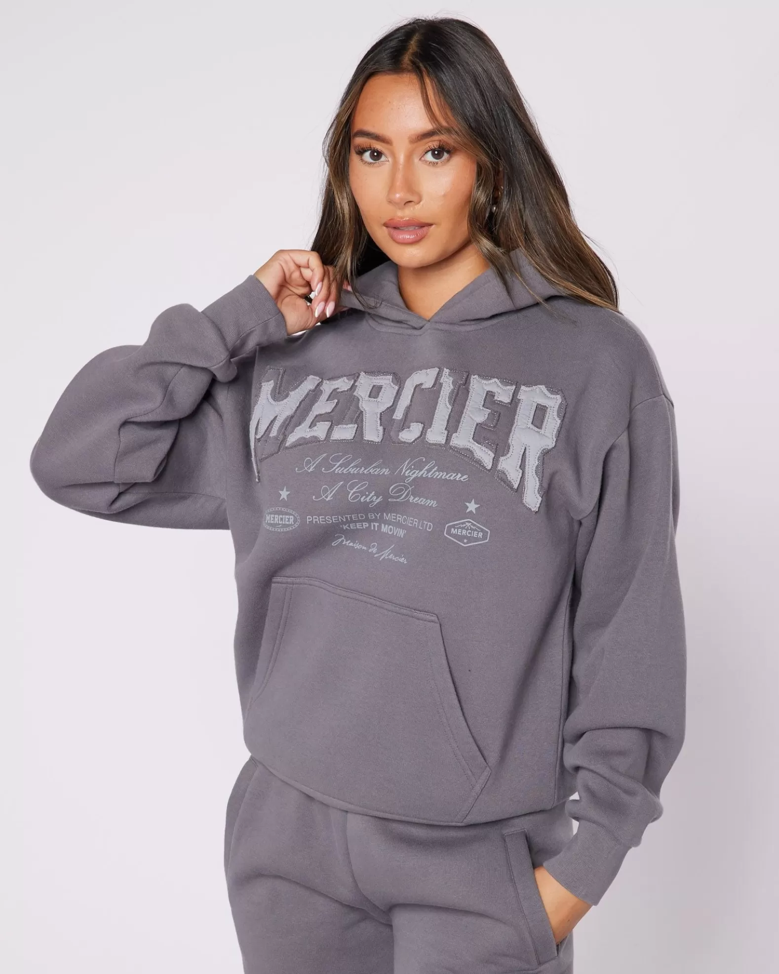 Cheap Mercier Womens Charcoal Grey City Dreams Hoodie