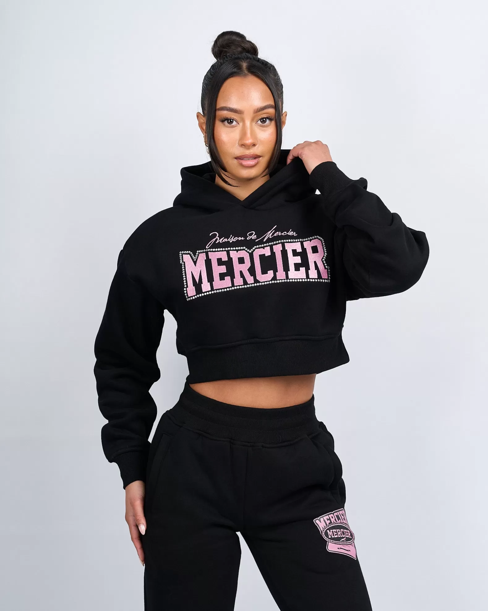 Hot Mercier Womens Maison De Diamante Cropped Hoodie