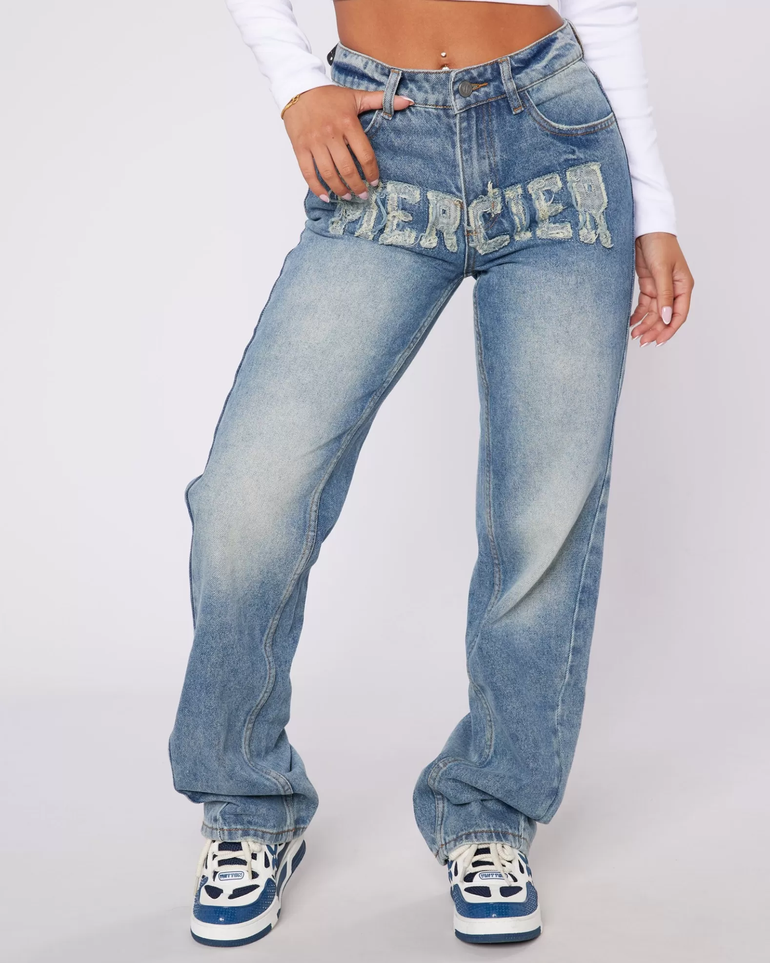 Shop Mercier Womens Raw Edge Denim Jeans